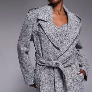 JLUXLABEL Savannah Belted Tweed Coat – Gray